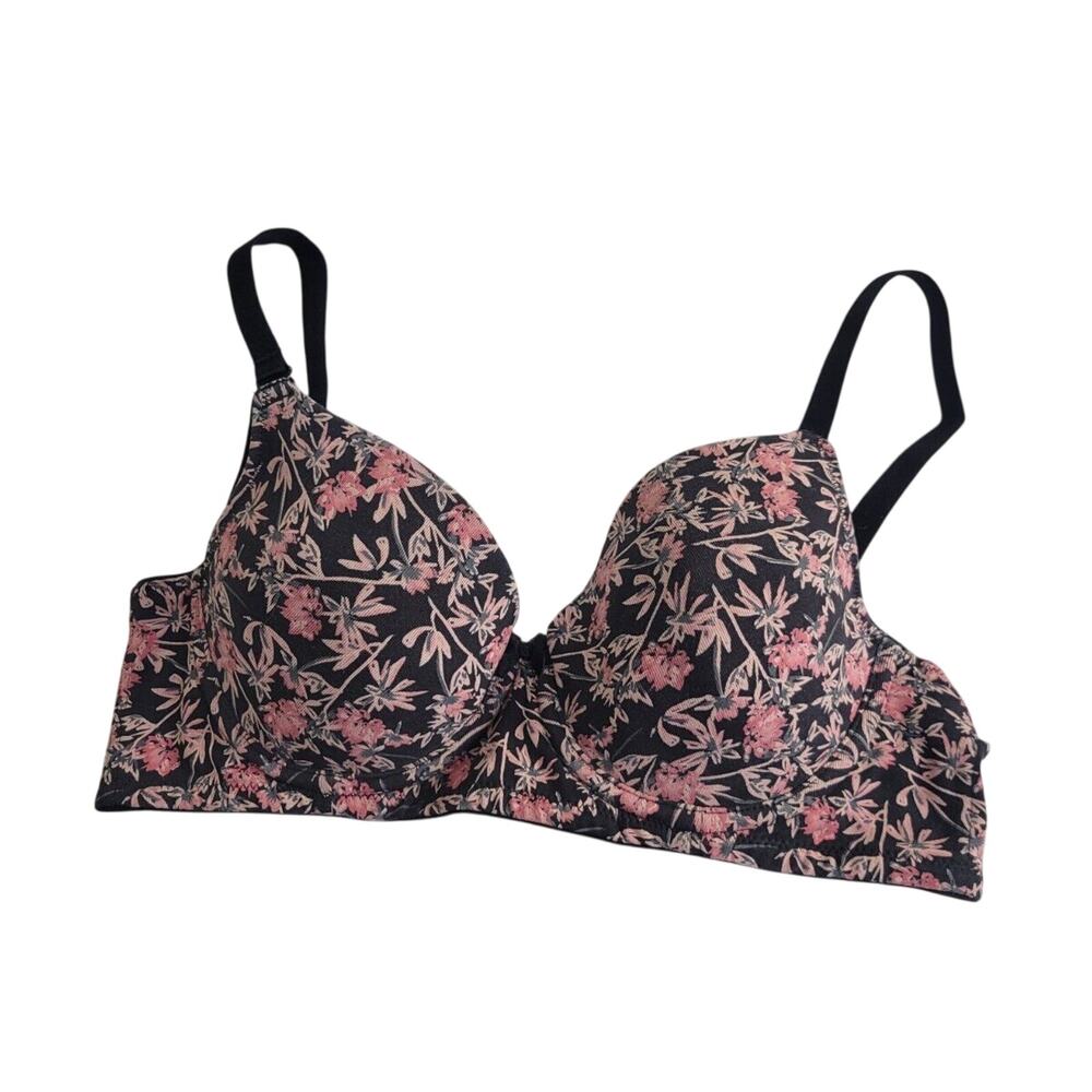 Fig Pink Floral Full Figure Convertible Adjustable Underwire T-Shirt Bra Sz 34B